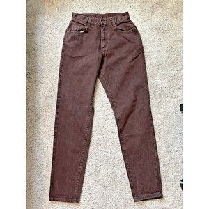 Vintage LEE Mom Jeans Brown Denim Waist 25", Leather  Patch Made in USA
